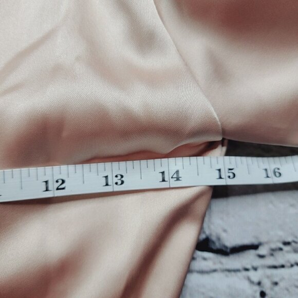 Asos Design Blush Pink Puff Shoulder Satin Wrap Waist Crop Top Size US 6 - Picture 12 of 13